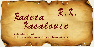 Radeta Kasalović vizit kartica